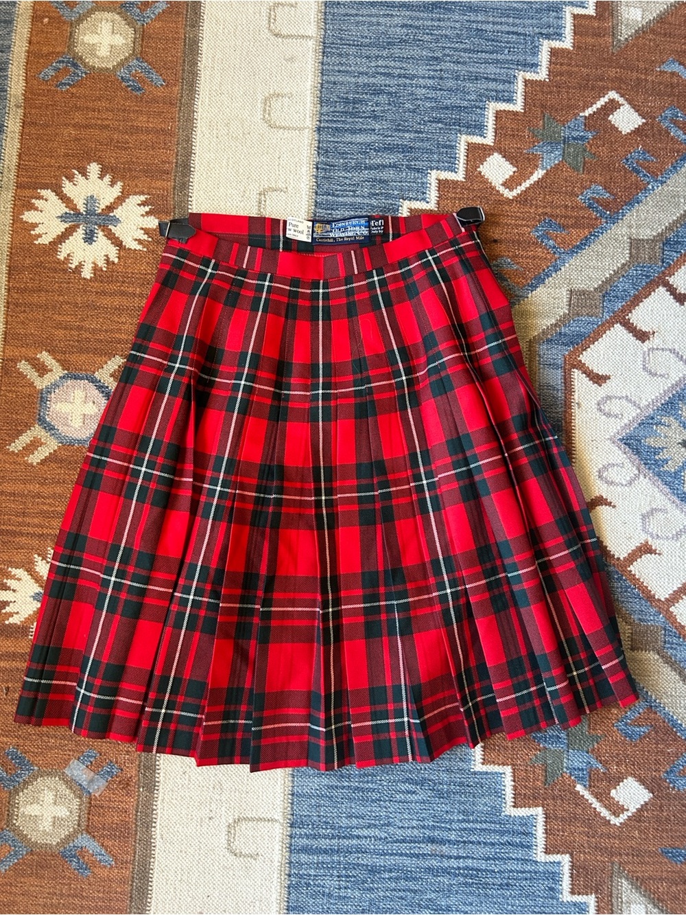 Plaid Pleated Red Tartan Skirt - Classic authentic midi Schoolgirl Style pleated